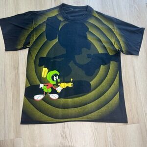 Vintage 1992‎ Marvin the Martian T-Shirt Mens Large Wild Oats Looney Tunes AOP